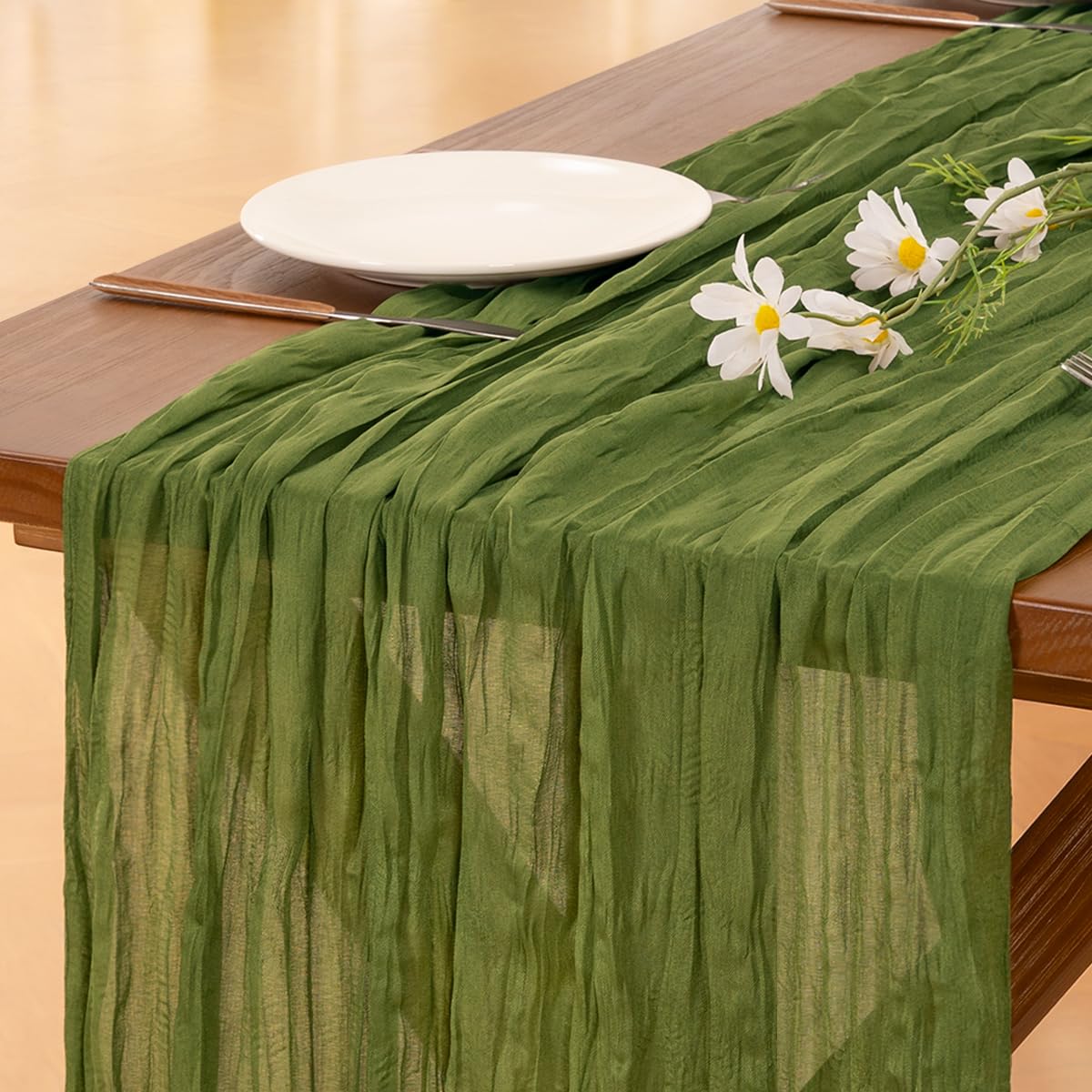 Fall Table Runner Terracotta Cheesecloth Boho Wedding Thanksgiving Decor