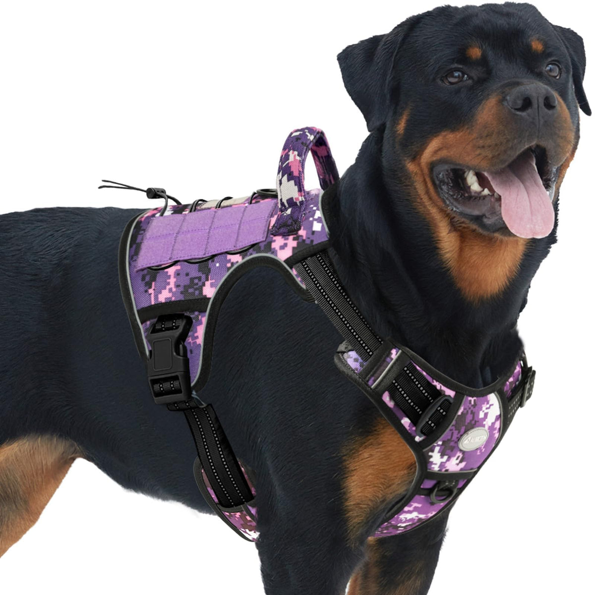Auroth Tactical Dog Harness for Large Dogs No Pull Adjustable Pet Harness Reflective K9 Working Training Easy Control Pet Vest Military Service Dog Harnesses Army Yellow L