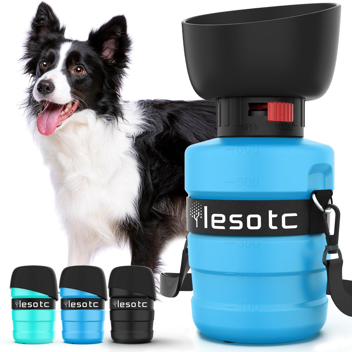 lesotc Dog Water Bottle, Portable Pet Water Dispenser, Leak Proof Travel Squeeze Water Bottle for Dogs, Puppy Essentials Dog Stuff Accessories for Outdoor Walking, Hiking, BPA-Free, Lightweight