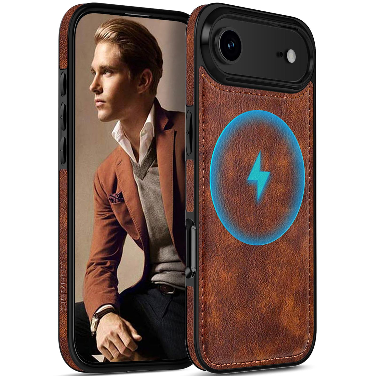 LOHASIC for iPhone 17 Leather Case, Magnetic Phone Case 6.3", Vintage Brown