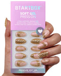 BTArtbox Press On Nails, Liquid Radiance, Medium Almond, Cat Eye, 32Ct | Lamp-Curable 4-Week Wear, Salon-Quality Natural Nails, 10-Minute Easy Daily Application, 16 Sizes, All-in-One Complete Kit
