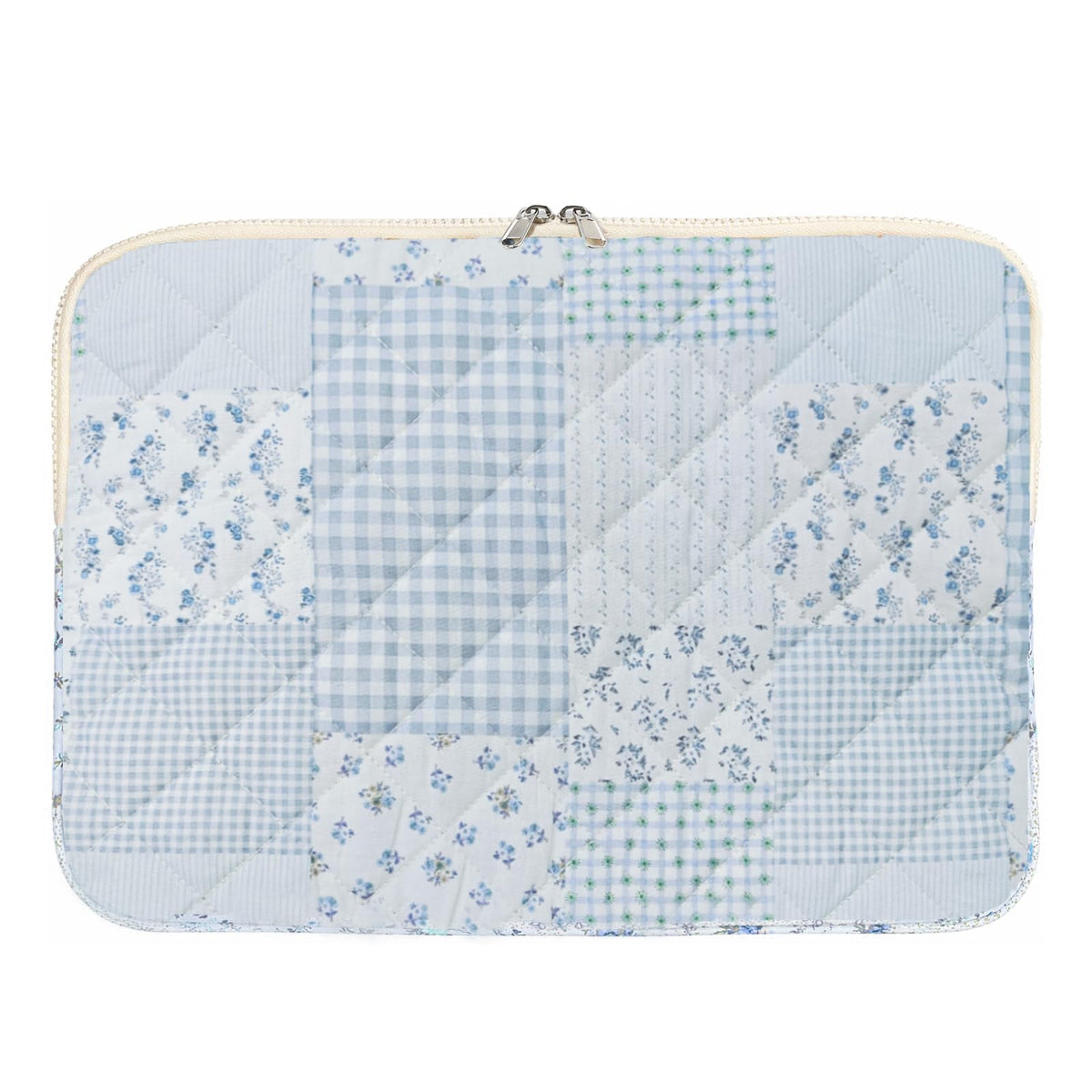 Puffy Laptop Sleeve 13 Inch Cute Quilted Laptop Protective Case Padded Floral Computer Sleeve for MacBook (A-Blue, 13 Inch)