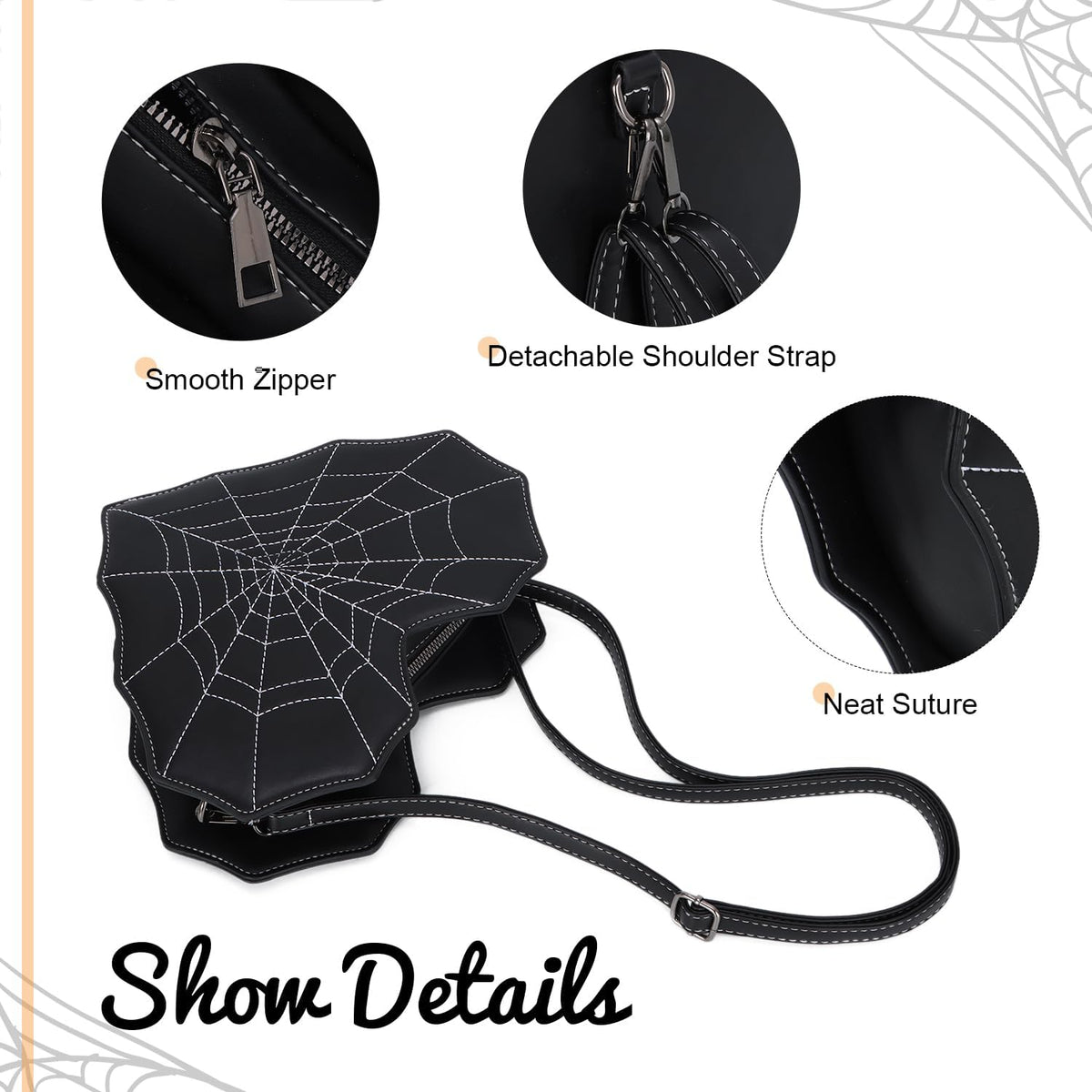 Gothic Purses for Women, Heart Shaped Shoulder Bag, Gothic Spider Web Backpack Purse, Halloween Goth Crossbody Bags