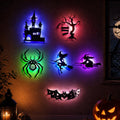 Halloween LED Wall Decor Lights 3D Bat Witch Stickers Window Clings (Black)