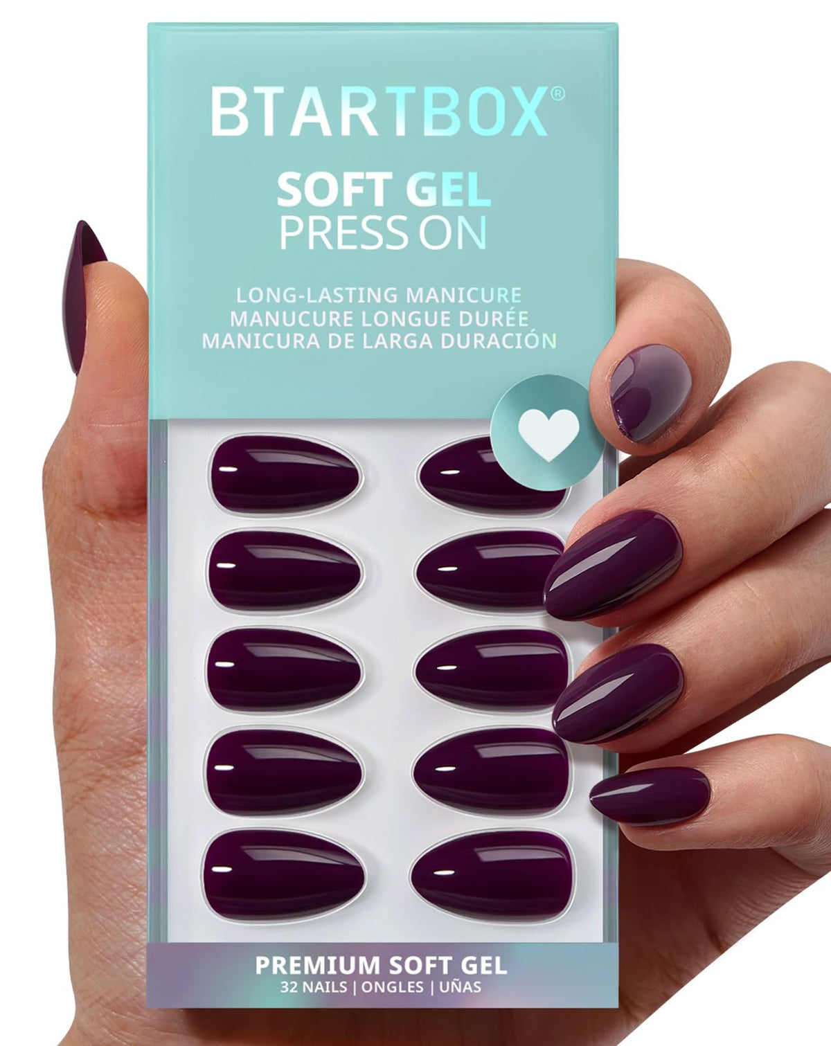 BTArtbox Press On Nails Square - Solid Pink Short Press On Nails with Glue for Women, Opaque Soft Gel Glue On Nails in 16 Sizes - 32 Stick On Nails Kit, Yoga