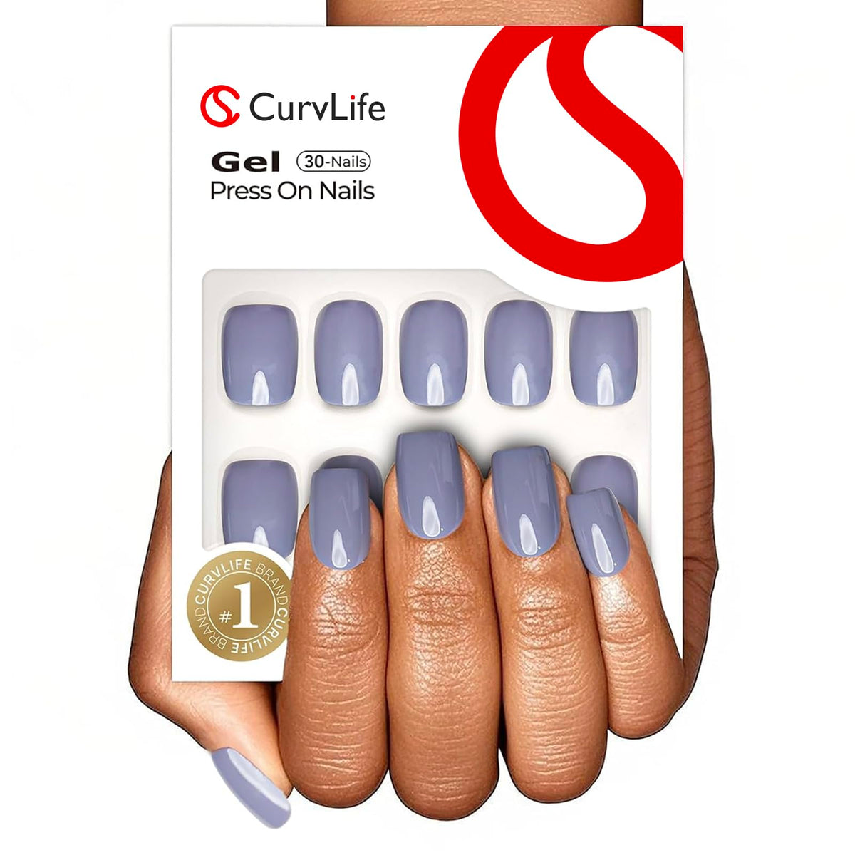CurvLife Milky White Square Press on Nails Short, Soft Gel Fake Nails with Clean Nude Apricot Design Full Cover False Nails Glossy Nude Glue on Nails Artificial Stick on Nails for Women