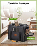 Morpilot Pet Carrier for Large Cats, Puppies & Small Dogs Up to 25lbs, Escape-Proof with Locking Zippers, Dual-Sided Cushion, Safety Buckle for Car & Vet Travel, Includes Foldable Bowl (Dark Gray)