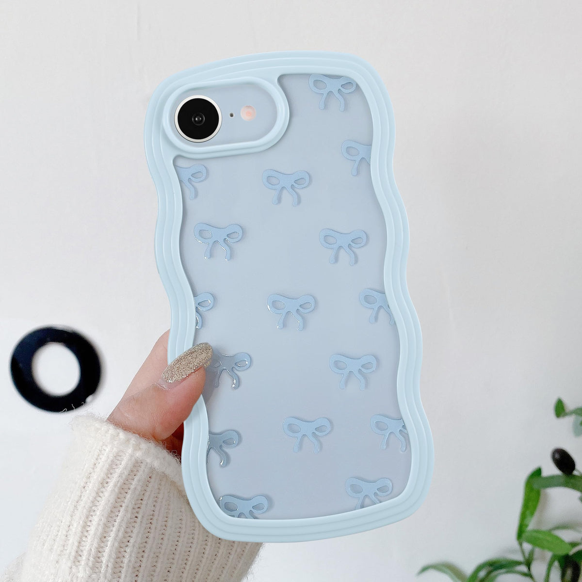 QLTYPRI Bow Case for iPhone 13/iPhone 14 Wavy Fame, Pink