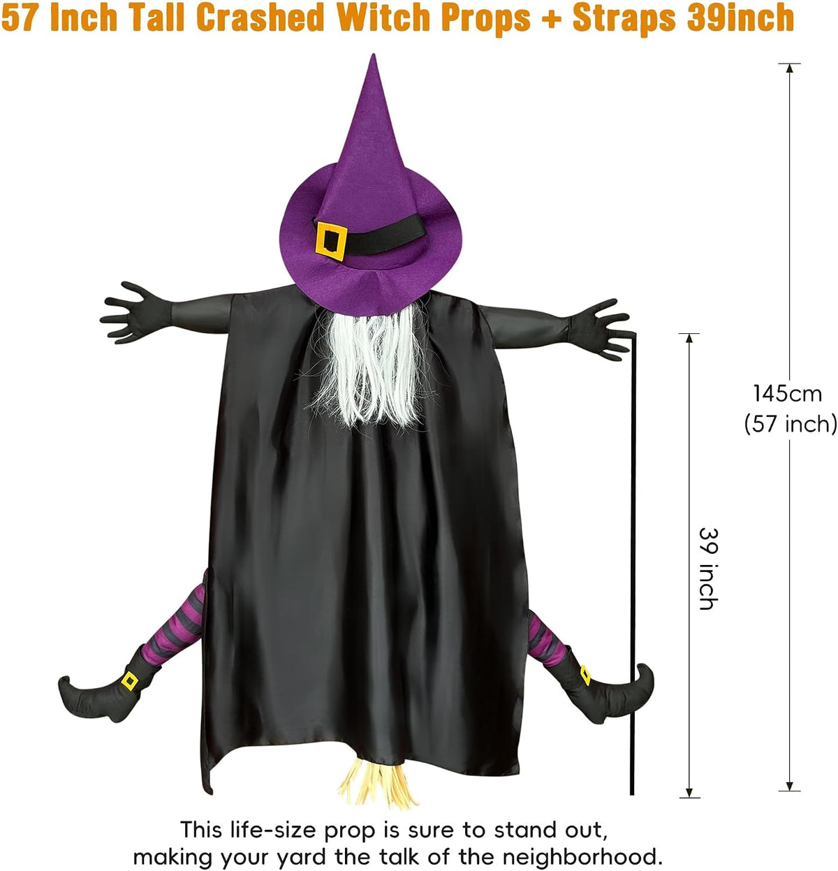 Giiffu Halloween Decorations Outdoor 57" Crashing Witch into Tree Decor
