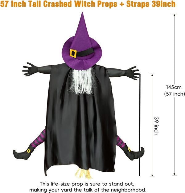 Giiffu Halloween Decorations Outdoor 57" Crashing Witch into Tree Decor