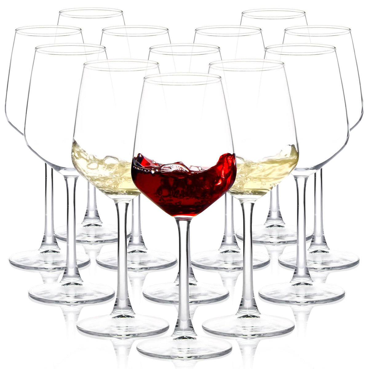 SHYRC Wine Glasses Set of 6, 12oz Clear Red/White Wine Glasses, Long Stem Glasses for Party, Wedding and Home