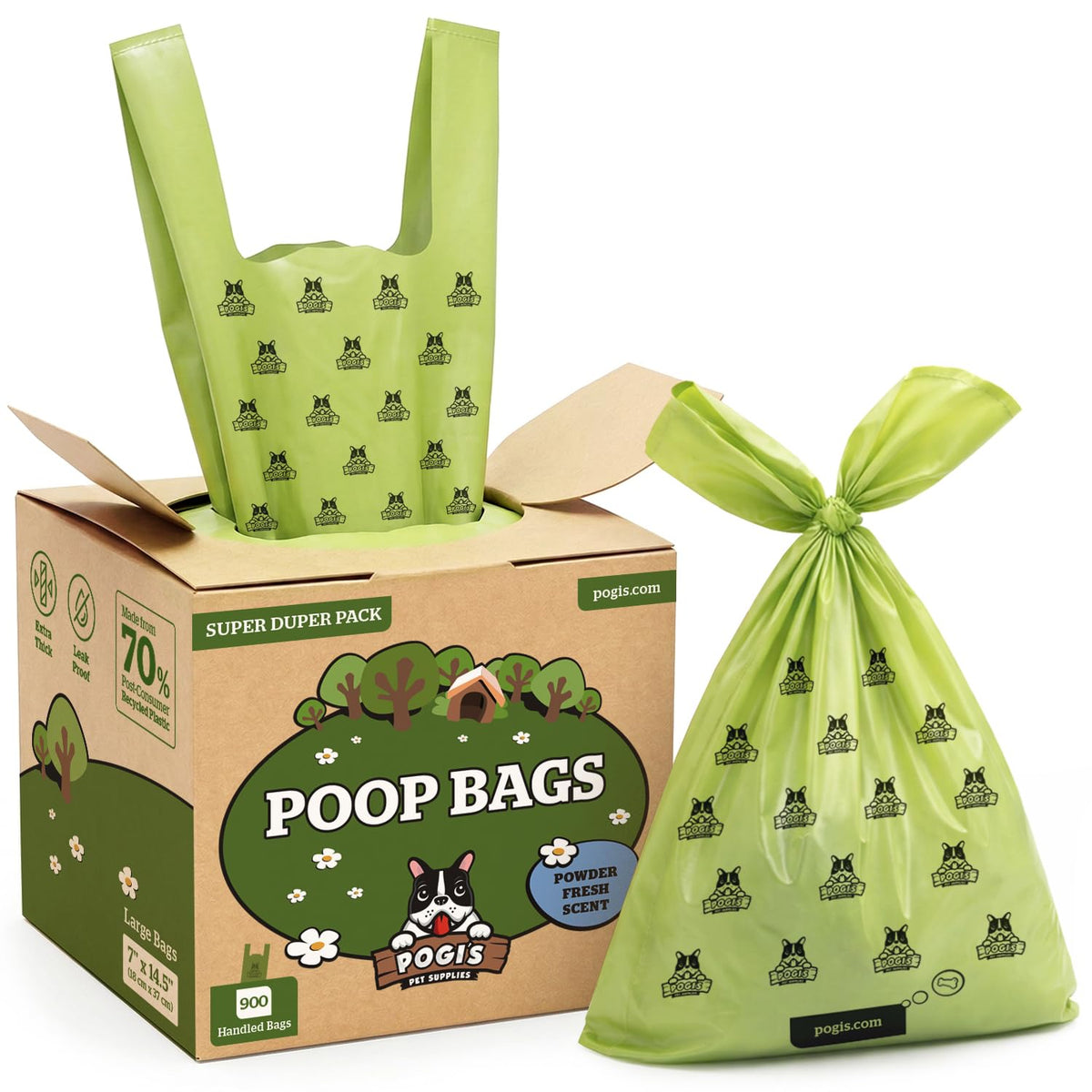 Pogi’s Dog Poop Bags with Handles – Extra-Thick, Leak-Proof, Large, Fresh Scent, 300-Count