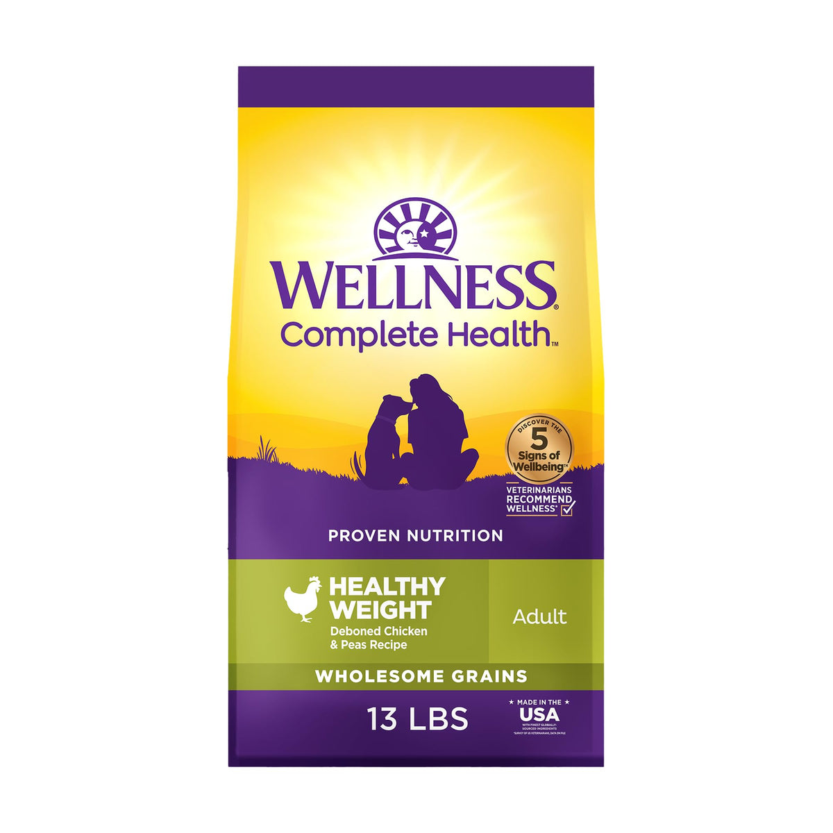 Wellness Complete Health Adult Dry Dog Food, Wholesome Grain Kibble, Natural, Chicken and Oatmeal Recipe, 30 lb Bag