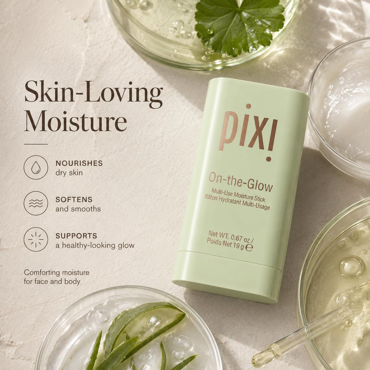 Pixi Beauty On-the-Glow | Colorless Solid Moisturizer Stick | Multi-Use Moisturizer | Travel-Friendly Hydration Anywhere You Go | 0.67 Oz