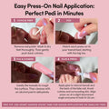 Glamnetic Press On Toenails - Natural Fake Nails | Cherry Red Chrome Press On Toenails, Salon Quality Press On Nails Kit with Glue | Cherry Glaze - 32 Nail Set in 16 Sizes