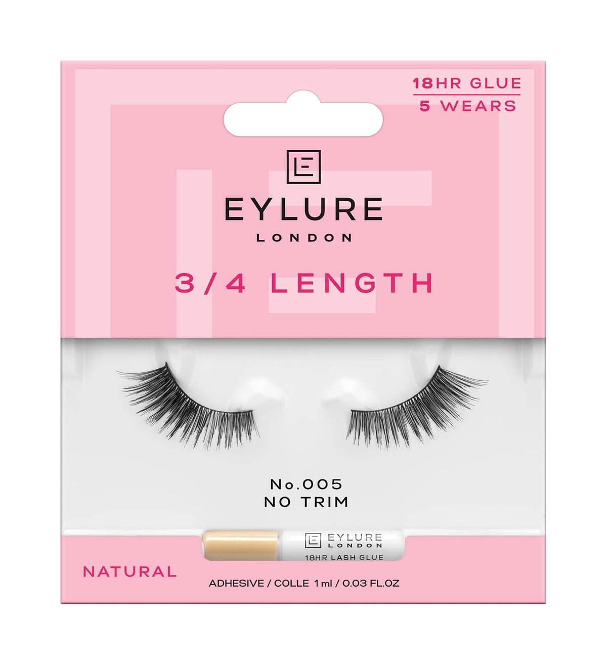 Eylure Volume Accent No. 005 Reusable Eyelashes, Adhesive Included, 1 Pair