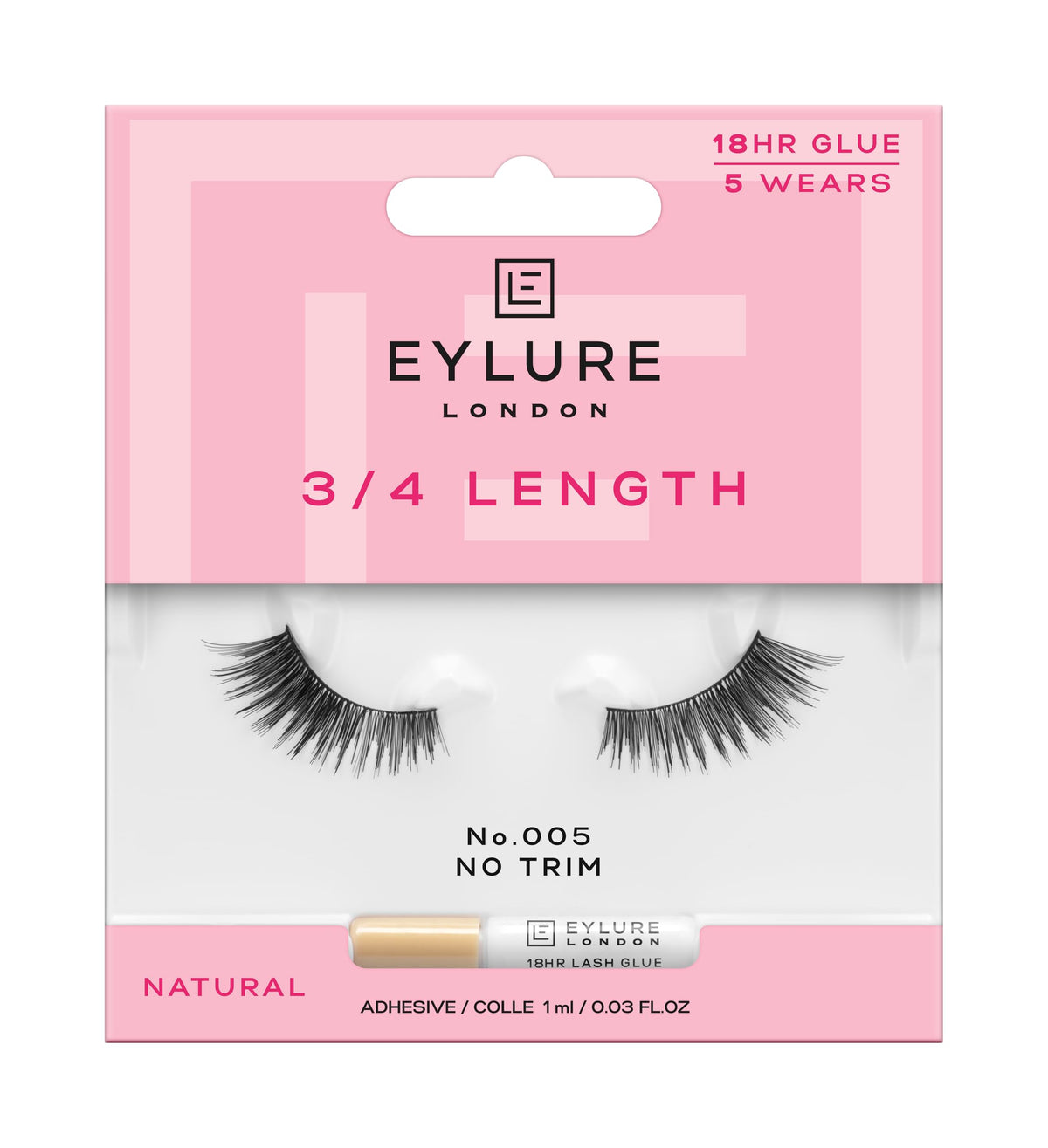 Eylure Naturals False Eyelashes, Style No. 031, Reusable, Adhesive Included, 1 Pair