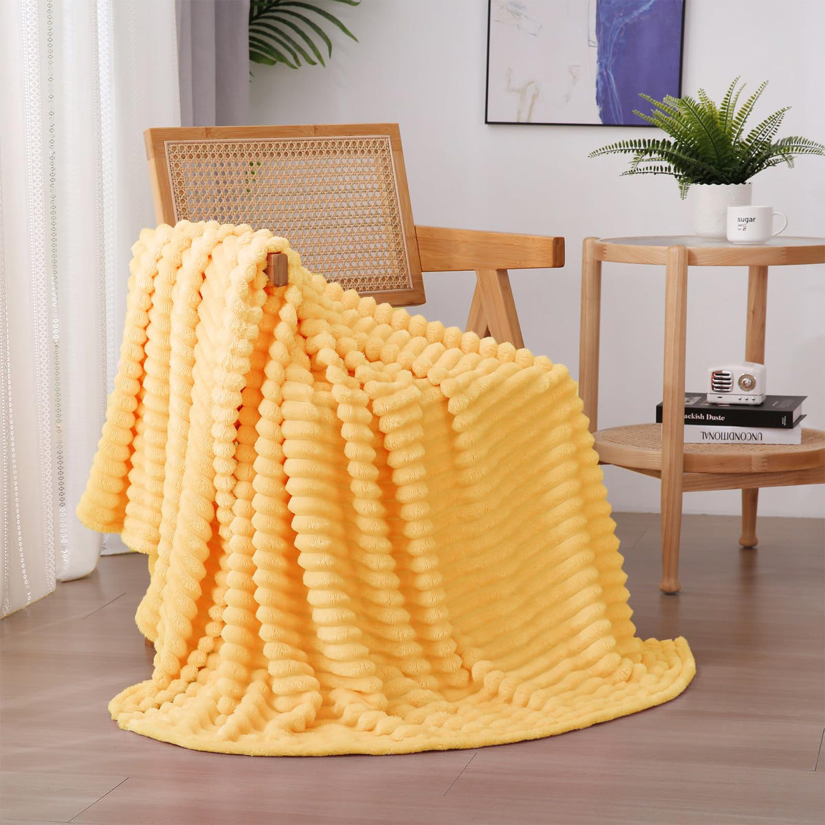 Burnt Orange Fleece Throw Blanket 50”×60” for Couch Sofa Livingroom
