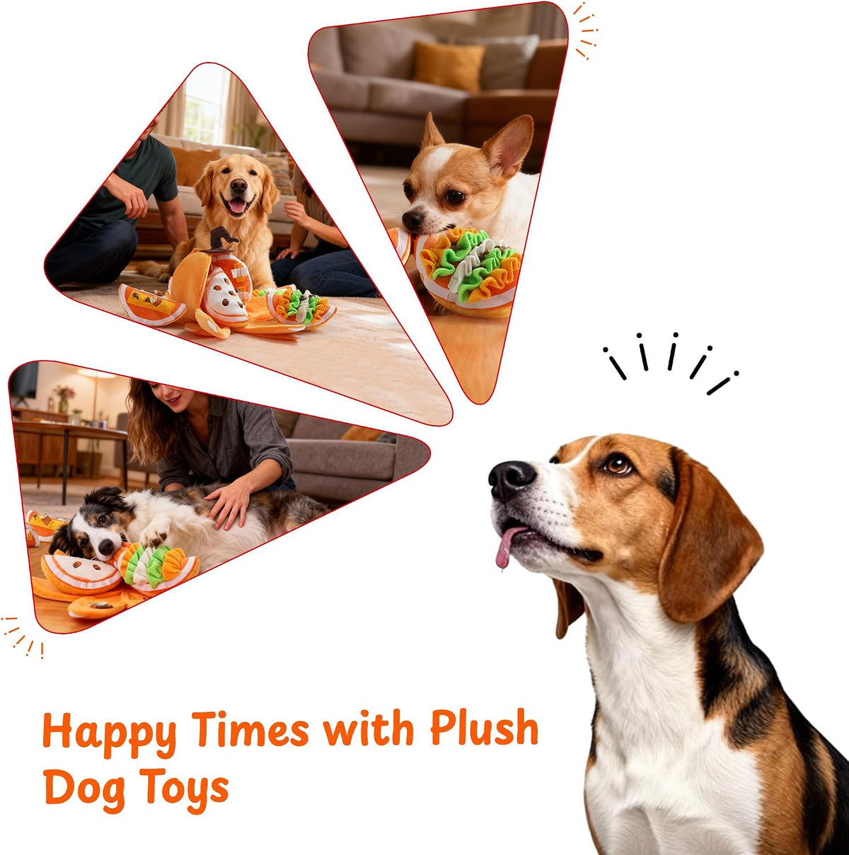Nocciola Halloween Pumpkin Dog Toys, Hide and Seek Snuffle Plush Dog Toy for Small Dogs, Puppy Squeaky Toy with Crinkle Papers for Boredom