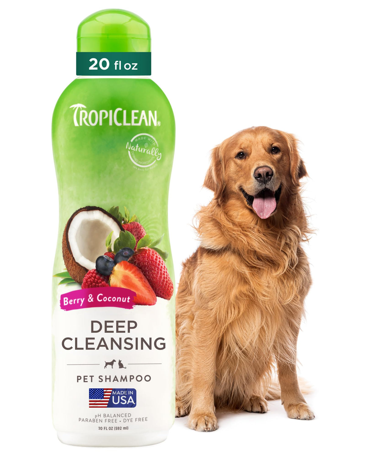 TropiClean 2-in-1 Dog Shampoo and Conditioner, Moisturizing Dog Detangler, Puppy Safe, Made in the USA, Papaya Scent, Cat & Kitten Safe, 20oz.