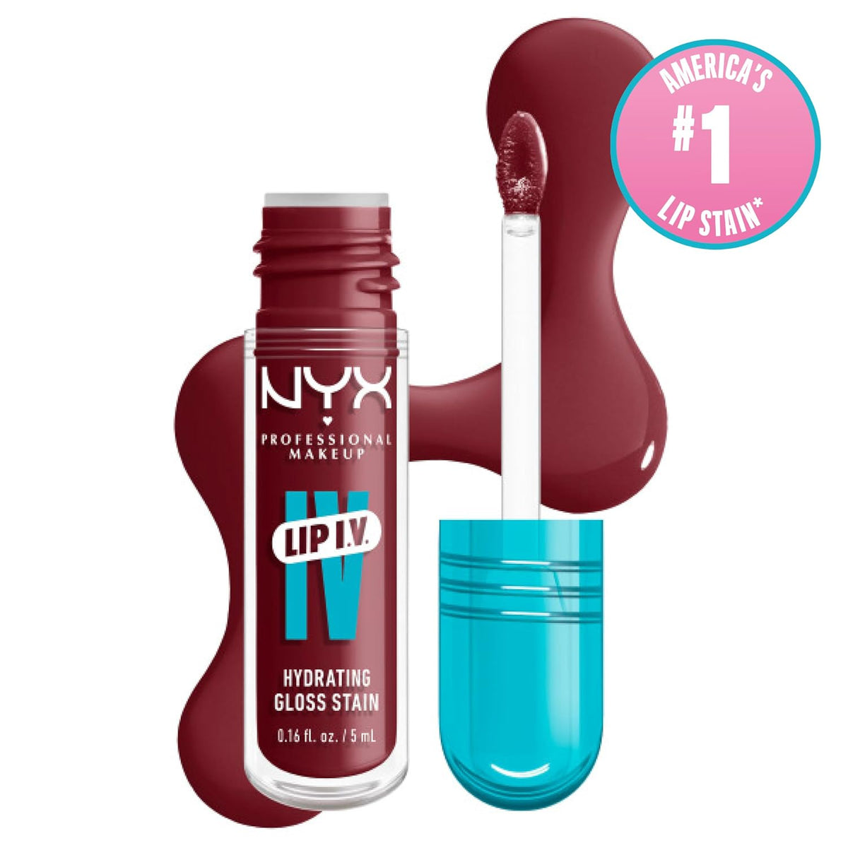 NYX PROFESSIONAL MAKEUP Lip IV Hydrating Glossy Lip Stain with 12HR Hydration - Drippin In Rose (Pink)