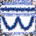 1 Pack 16.4FT Lighted Christmas Tinsel Garland, Blue Xmas Garland