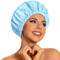 Edoneery Reusable Shower Caps for Women, Waterproof Long Hair Bonnet | Washable Design, Wide Elastic Band, Large Fit, Holds Long Hair, Braids Friendly, Bath Accessories, Spa, Travel