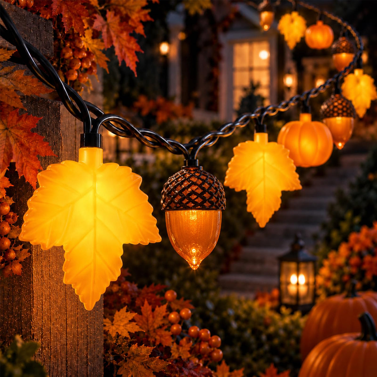 8.5FT Pumpkin String Lights with 10 Bulbs for Halloween Outdoor Decor Party