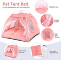 Pink Princess Cat Bed Dog Tent, Indoor House for Small Puppies and Kittens | Portable Pet Teepee Bunny Nest Foldable Cozy Cave Hideaway Washable Cushion Reversible Mat Home Use, 15.7 x 15.7 x 14.6 in