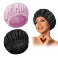 Edoneery Reusable Shower Caps for Women, Waterproof Long Hair Bonnet | Washable Design, Wide Elastic Band, Large Fit, Holds Long Hair, Braids Friendly, Bath Accessories, Spa, Travel
