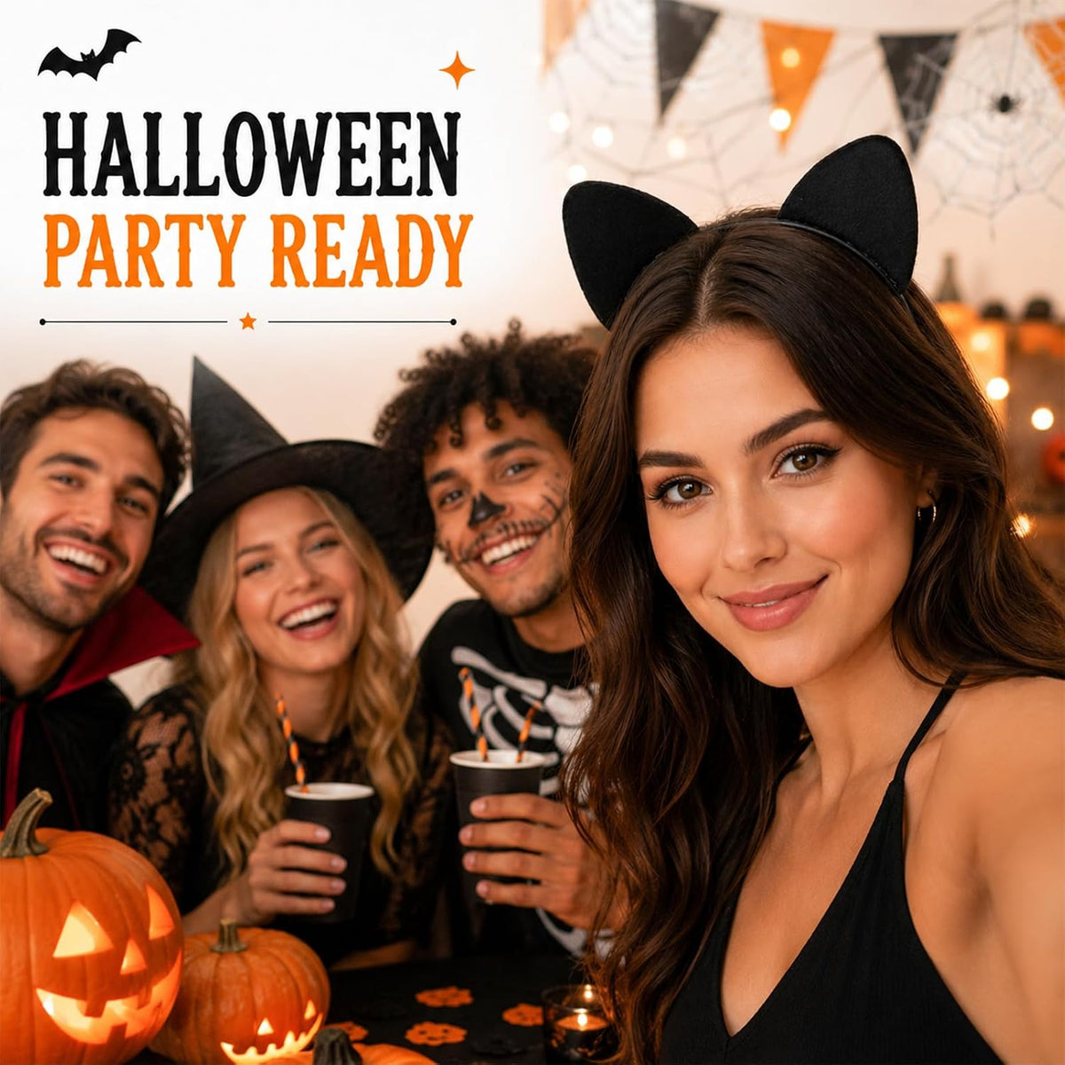 Cat Ears Headband for Women, Soft Plush Halloween Costume Accessory