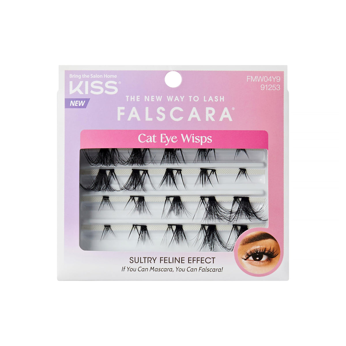 KISS Falscara DIY Eyelash Extension Lengthening Wisps - Featherlight Synthetic Reusable Artificial Eyelashes Multipack of 24 Mini Lash Clusters for that Authentic Eyelash Extension Look