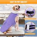Dog Winter Coat for X-Large Dogs, Easy on Dog Snow Fleece Coat Velcro Waterproof Pet Puffer Jacket with Harness Hole Adjustable Reflective Quilted Pet Cold Weather Vest for Girl Female