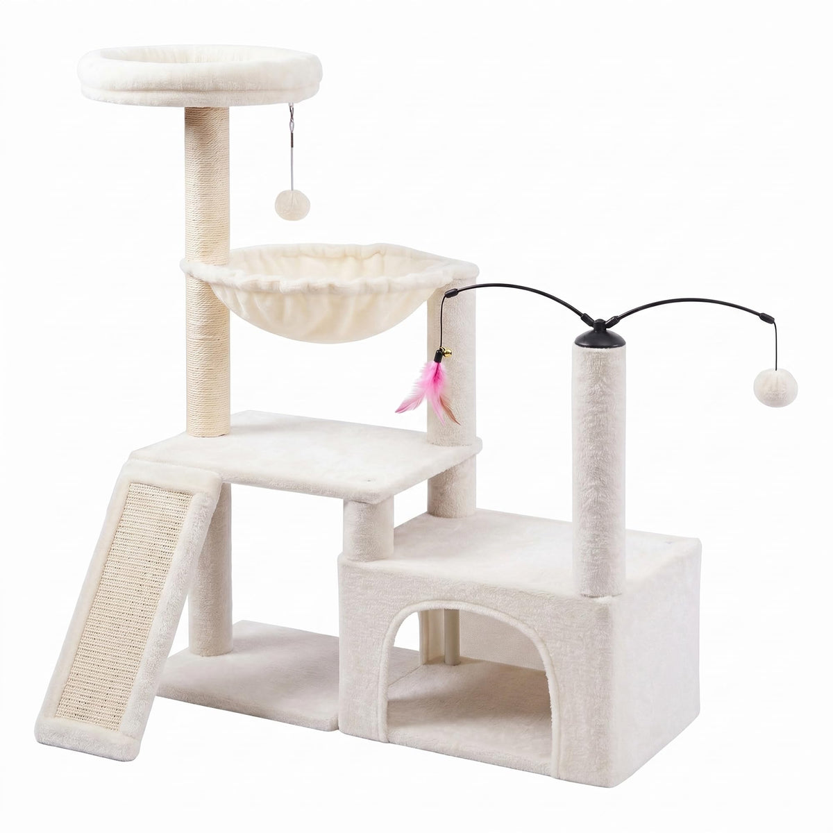 YUNIQUE Cat Tree with Cat Condo and Big Hammock, Grey