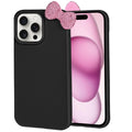 Cases for iPhone 13, Luxury Glitter 3D Rhinestone Bow Phone Cover Soft Litchi Pattern Protective Phone Case for iPhone 13 6.1" 2021