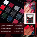 DE'LANCI Red Black Goth Eyeshadow Palette, Red Eyeshadow Goth Makeup Palette, Gray Silver Shimmer Glitter Eye shadow Pallet, Burgundy Eye Shadow for Vampire Clown Halloween Makeup,High Pigment,Vegan