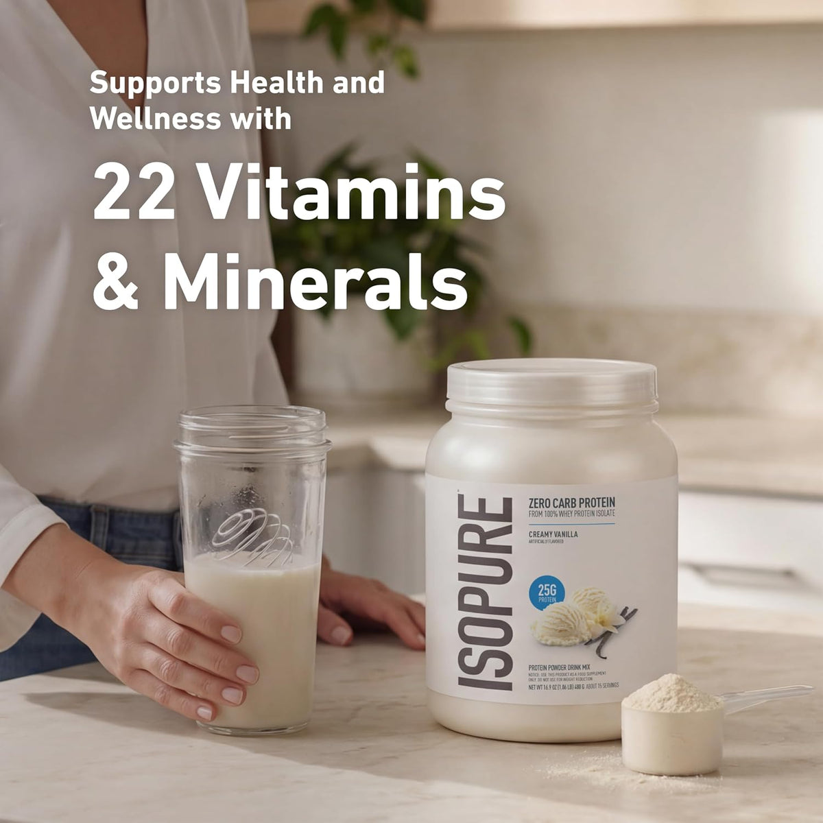 Isopure Zero Carb 100% Pure Whey Isolate Protein Powder, Gluten Free, with Vitamins, Creamy Vanilla, 25g Protein Per Serving, 3 Lbs, 44 Servings (Packaging May Vary)