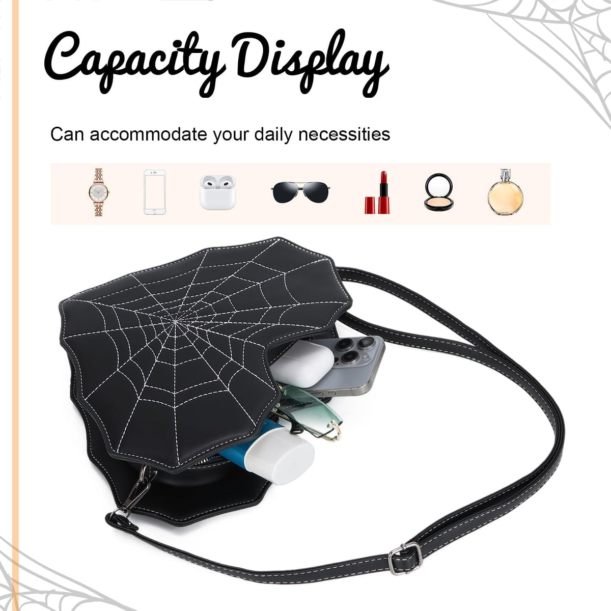 Gothic Purses for Women, Heart Shaped Shoulder Bag, Gothic Spider Web Backpack Purse, Halloween Goth Crossbody Bags