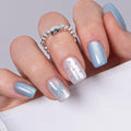 CurvLife Milky White Square Press on Nails Short, Soft Gel Fake Nails with Clean Nude Apricot Design Full Cover False Nails Glossy Nude Glue on Nails Artificial Stick on Nails for Women