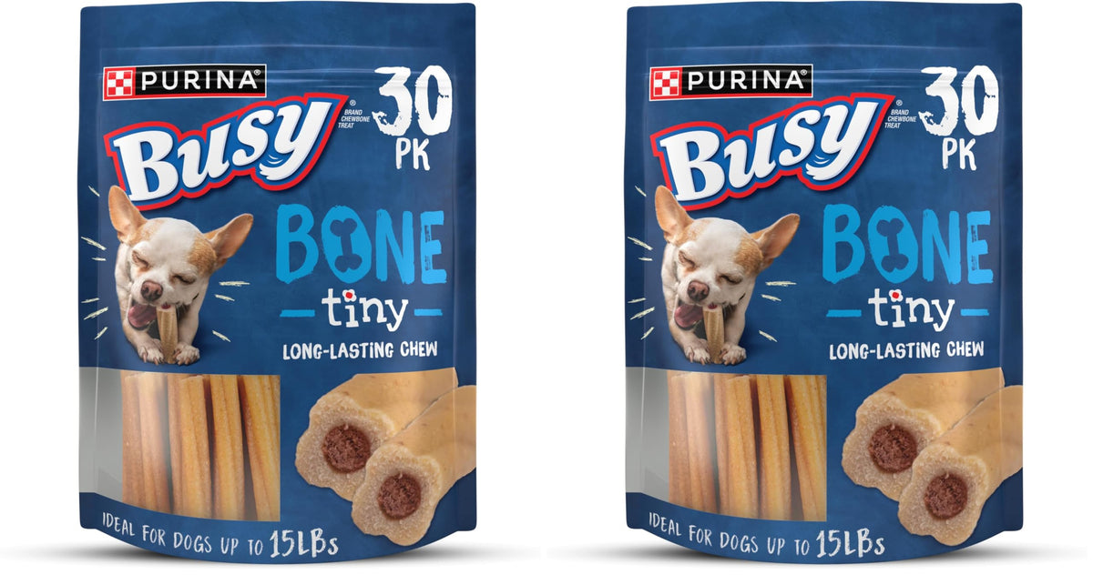 Purina Busy Bone Adult Toy Breed Dog Chew Bone Treats, Tiny - 60 ct. Pouch