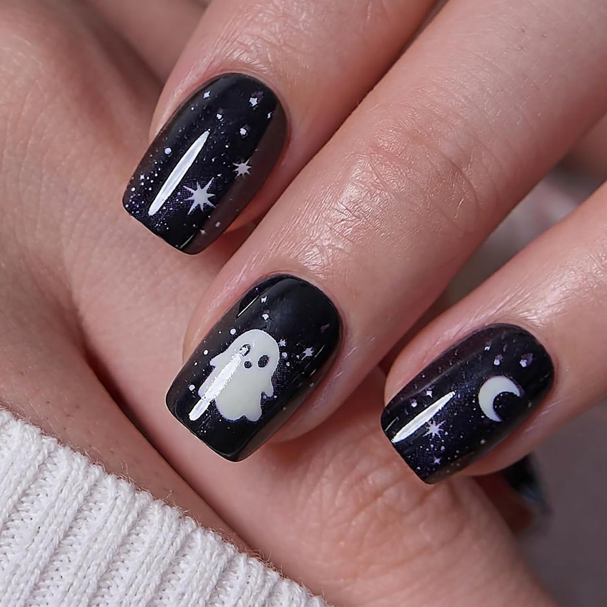 CurvLife Short Square Halloween Glow-in-the-Dark Press On Nails