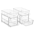 Vtopmart 4 Pack Pull Out Bathroom Under Sink Organizer (S-Standard) | Slide-out drawers, Multi-purpose storage, Clear visibility, Easy Set-up