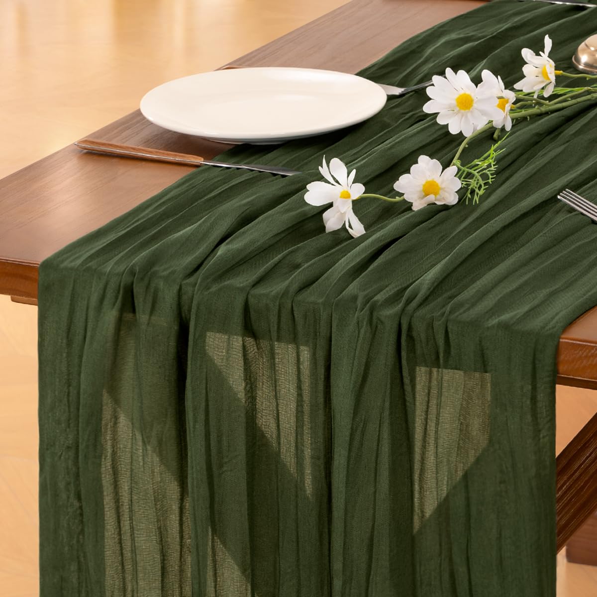 Fall Table Runner Terracotta Cheesecloth Boho Wedding Thanksgiving Decor