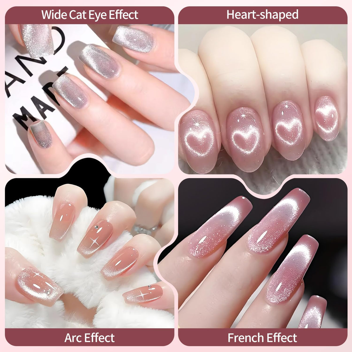 4-Piece Cat Eye Magnet Set – Black Bead-Attracting Nail Magnet Pen & Heart-Shaped Magnet for Nails, Nail Magnets for Nail Art, Cat Eye Magnet for Nail Art, Perfect for Home DIY, Nail Art Design