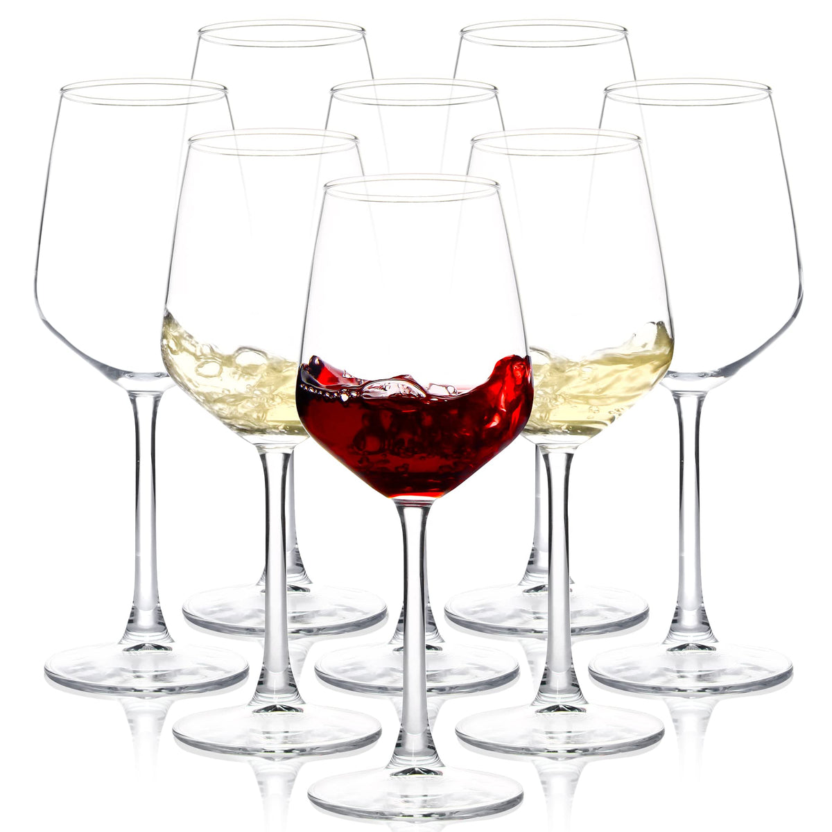 SHYRC Wine Glasses Set of 6, 12oz Clear Red/White Wine Glasses, Long Stem Glasses for Party, Wedding and Home