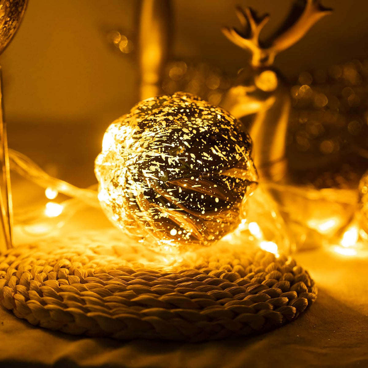 Extra Mercury Hanging Shatterproof Tree Ball Christmas Ornaments(Gold, 4 inch/4 Pcs)