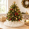 YEAHOME Christmas Tree Skirt, 48 Inch White Soft Faux Fur Tree Skirts Plush Christmas Decorations, White Ornaments Christmas Tree Skirts Xmas Decorations Indoor Holiday Party Decor