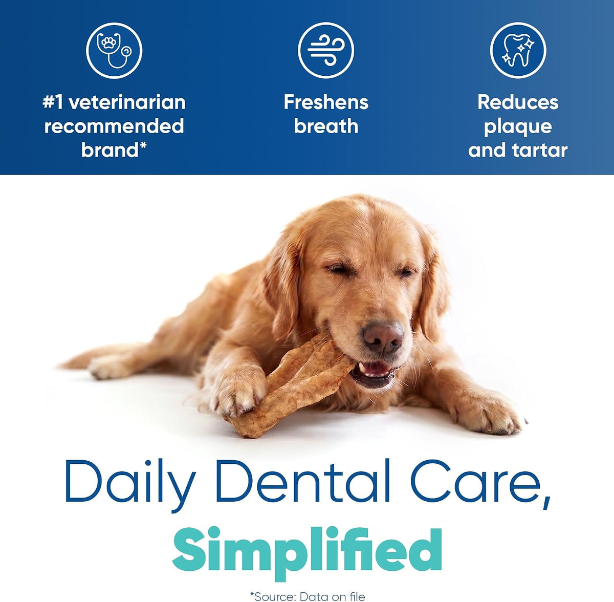 Virbac C.E.T.® Enzymatic Oral Hygiene Chews for Dogs, Medium - Plaque & Tartar Control - Single Layer Beefhide with Exclusive Dual-Enzyme System & Tasty Chicken Flavor - Easy to Give Dog Dental Chew