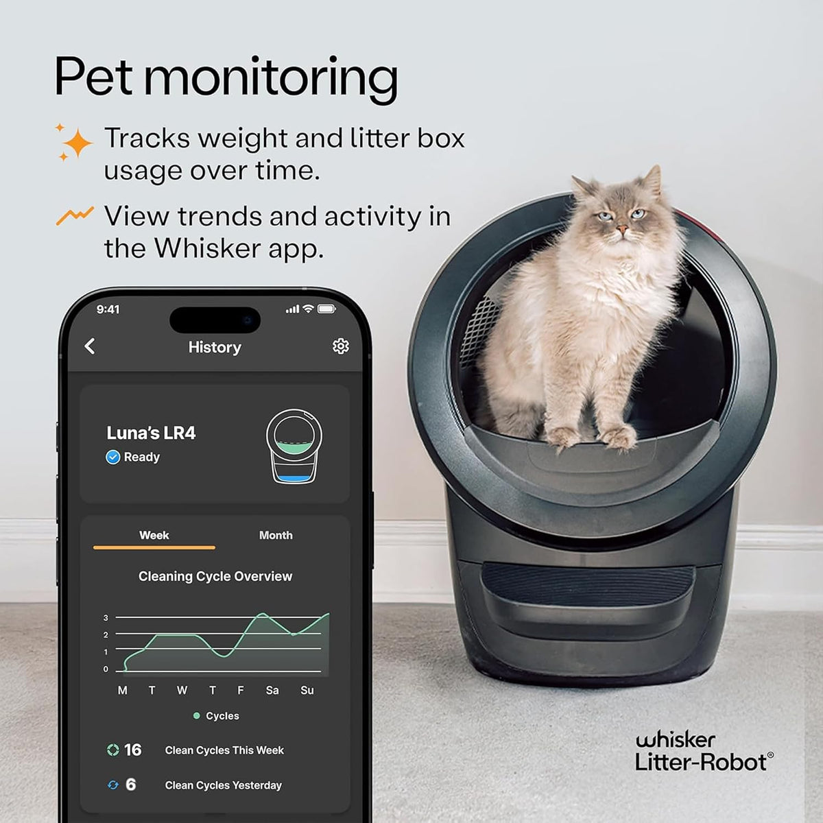 Litter-Robot 4 Supply Bundle by Whisker, Black - Automatic | Automatic, Self-Cleaning Cat Litter Box, Includes 3 OdorTrap Refills, 10 Liners, 30 Cleaner Wipes, & 2 Carbon Filters