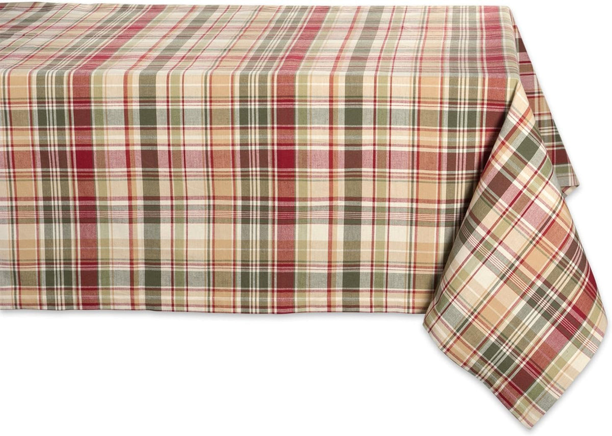 DII Fall Tablecloth Rectangle 60x84, Thanksgiving Cotton Plaid, Give Thanks